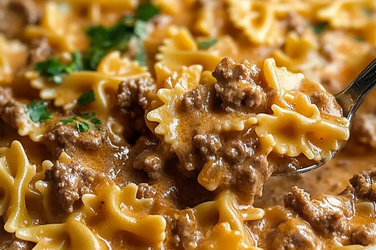 Creamy Velveeta Beef & Bowtie Pasta Recipe