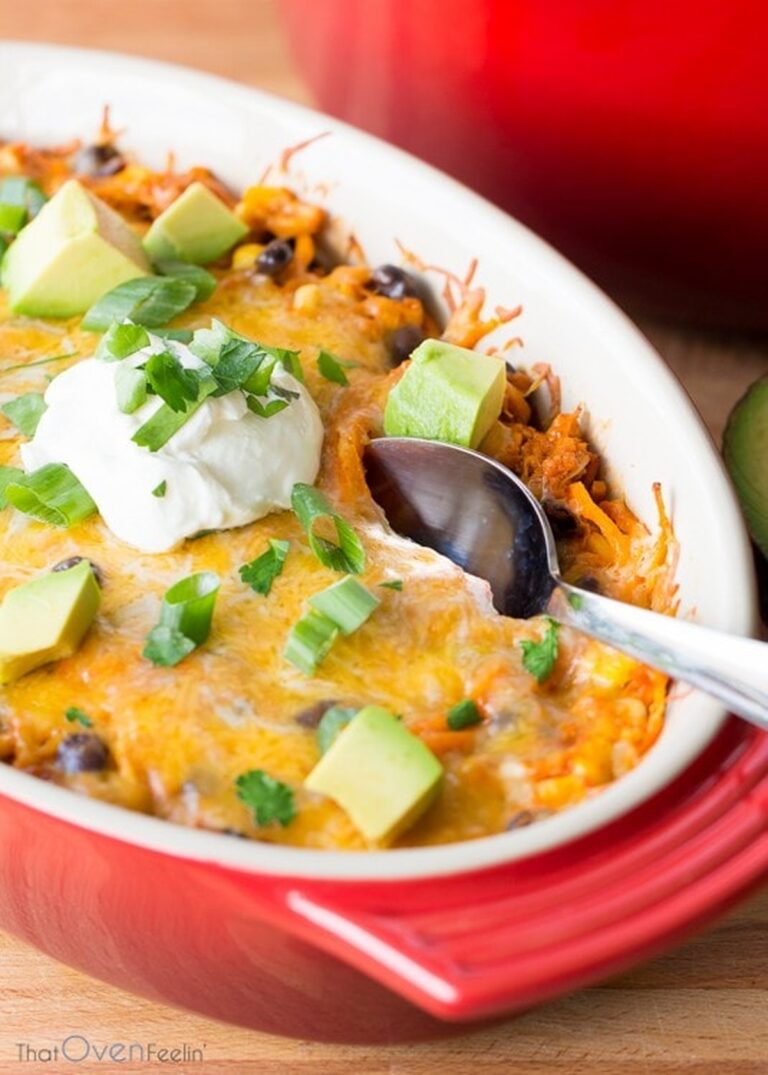 Spiralized Sweet Potato Enchilada Casserole Recipe