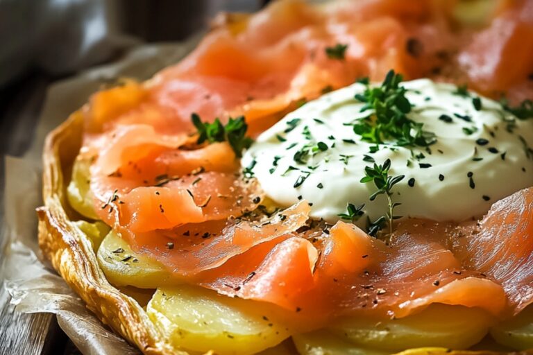Crispy Potato Galette With Smoked Salmon & Creme Fraiche Recipe