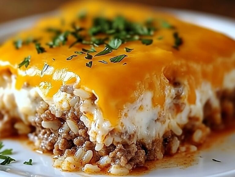 Cheddar-Crusted Ground Beef And Rice Casserole Recipe