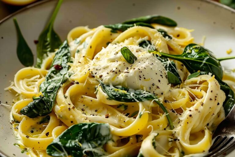 Creamy Lemon Ricotta Spinach Pasta Recipe