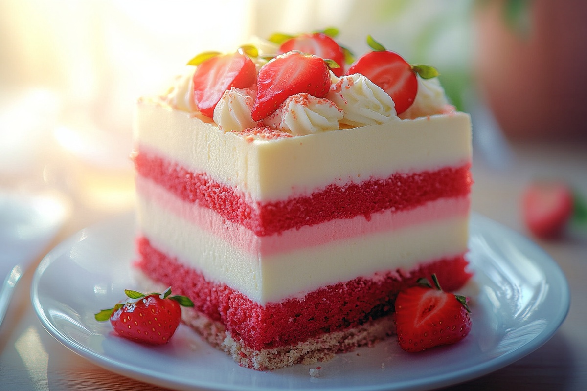 Vanilla Strawberry Ombre Cake Recipe
