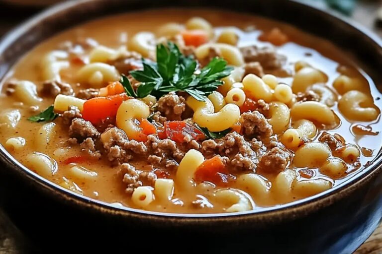 One-Pot Macaroni Cheeseburger Soup Recipe