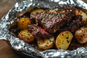 Seasoned Steak And Potato Foil Packets Recipe