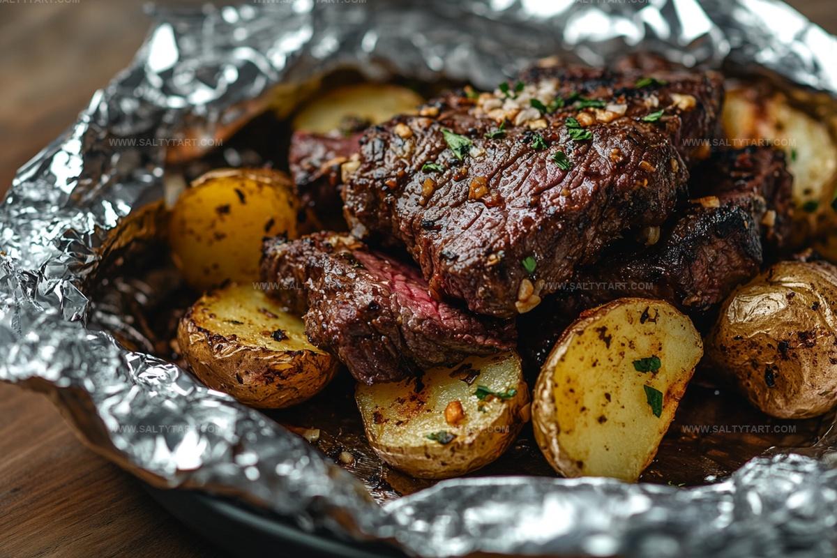 Seasoned Steak And Potato Foil Packets Recipe