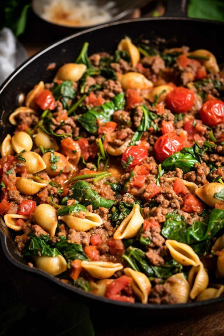 Simple Ground Beef Shells Skillet Recipe