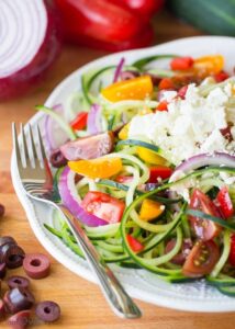 Spiralized Cucumber Greek Salad Recipe