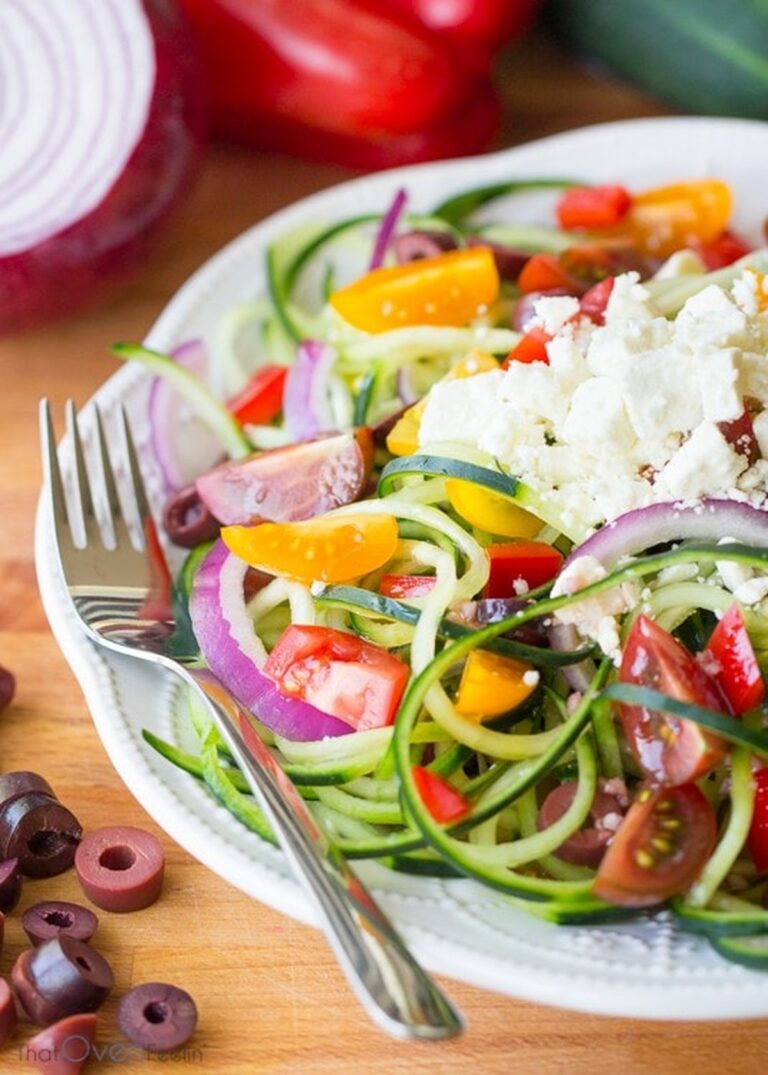 Spiralized Cucumber Greek Salad Recipe
