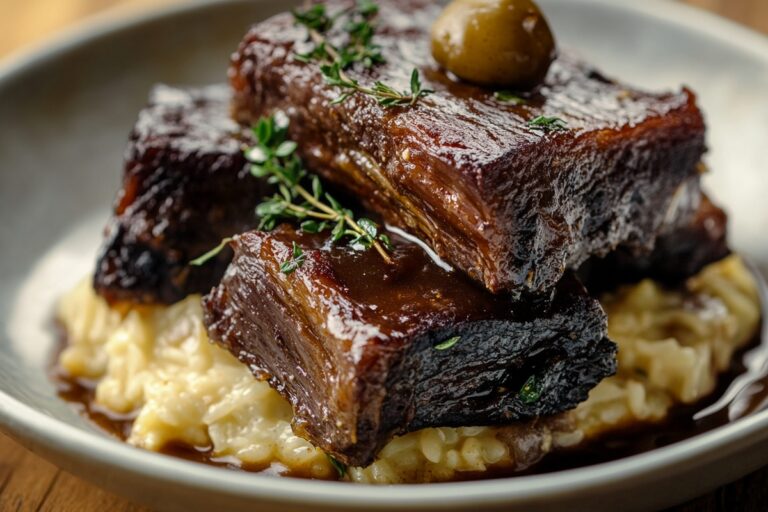Succulent Short Ribs Slow-Cooked In Cola With Creamy Parmesan Risotto Recipe