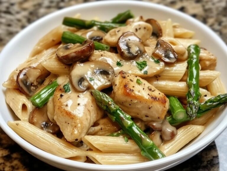 Creamy Mushroom And Asparagus Chicken Penne Recipe