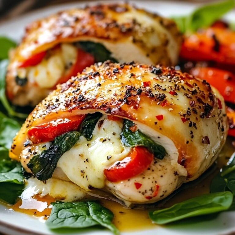 Roasted Red Pepper, Spinach, And Mozzarella Stuffed Chicken Recipe