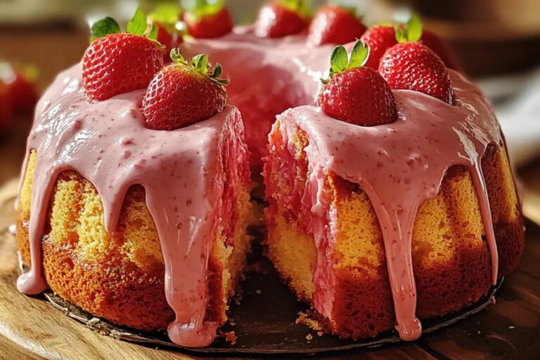Strawberry Honeybun Cake With Strawberry Cream Icing Recipe
