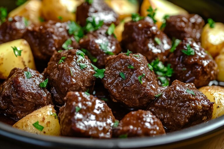 Seared Garlic Butter Beef Bites And Potatoes Recipe