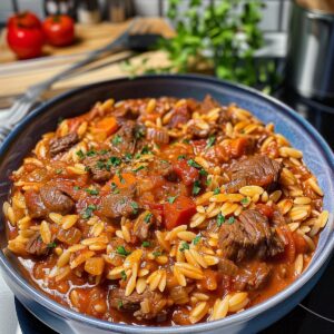 Giouvetsi Greek Beef Stew With Orzo Recipe
