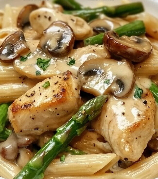Creamy Mushroom And Asparagus Chicken Penne Rich And Comforting