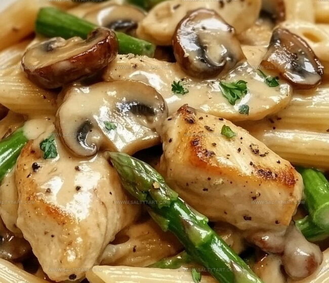 How To Prepare Creamy Mushroom And Asparagus Chicken Penne
