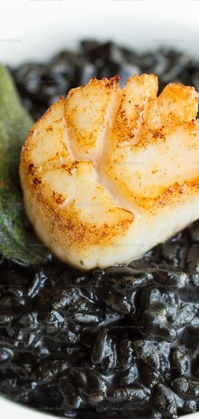 Black Squid Ink Risotto with Seared Scallops