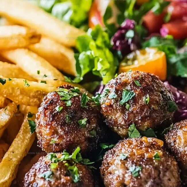 Meatballs, Crispy Fries, and Fresh Salad: A Winning Combo