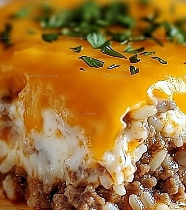 Cheddar-Crusted Ground Beef And Rice Casserole Comfort Food Classic